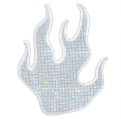 AKCIA   Reflexná samolepka - plamienok biely - balenie 5 ks